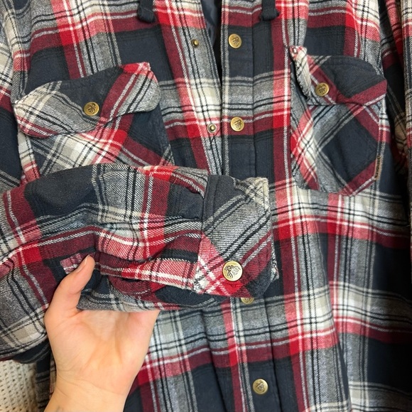 Legendary Outfitters Men’s Shirt Jacket w/Hood, Black Red Blue Flannel Size XL - Picture 7 of 10